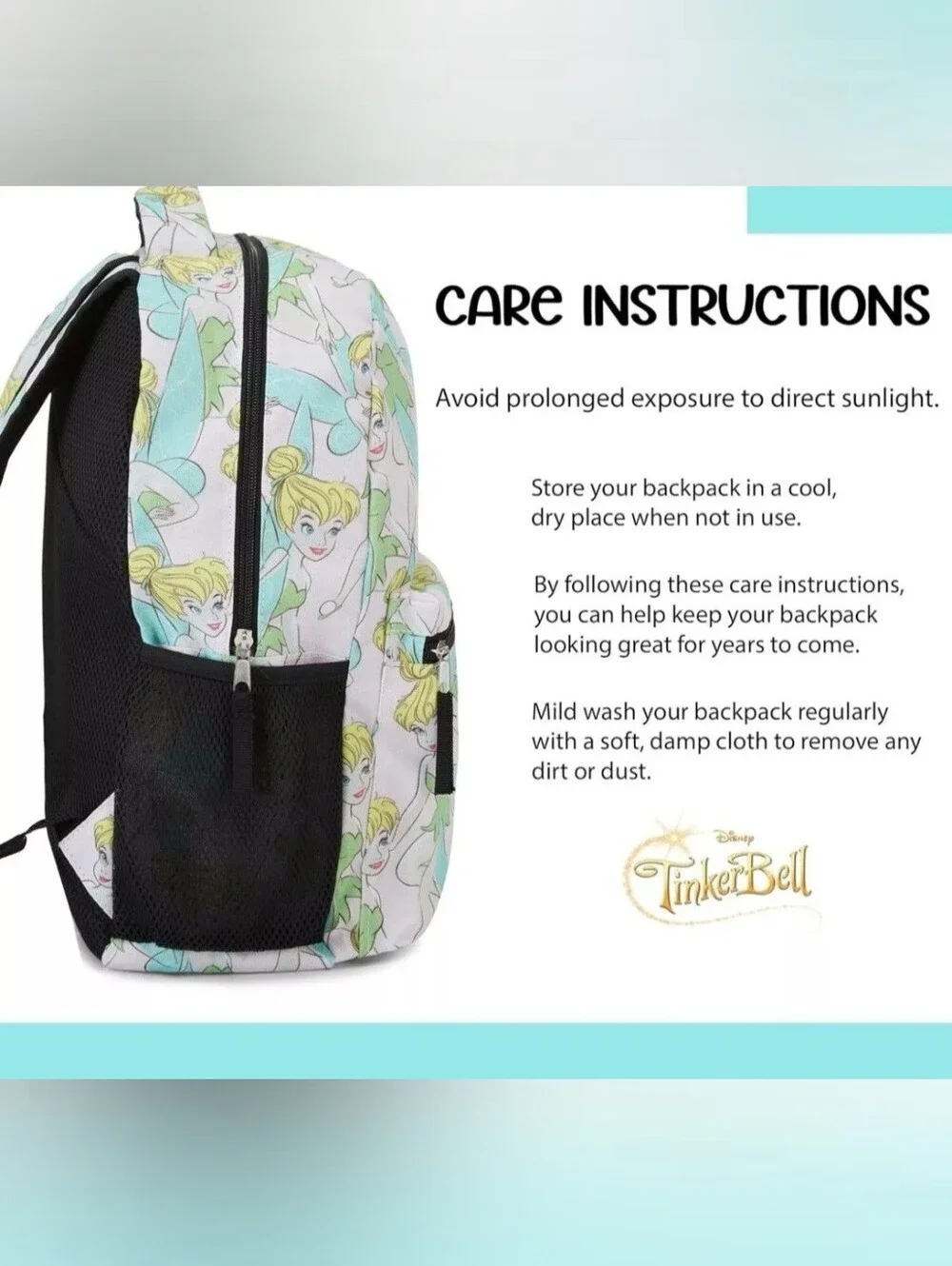 Disney's Tinker Bell All Over Print Backpack - For Adult Or Kid